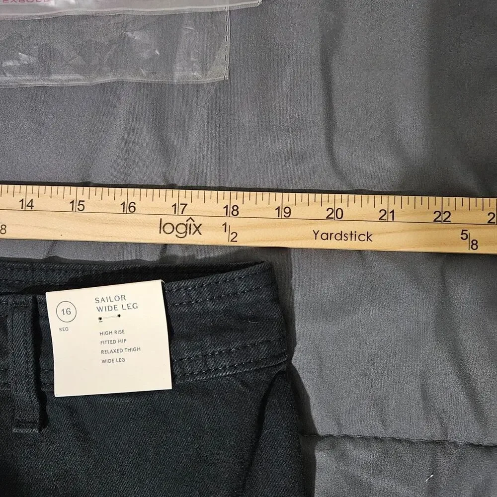 Universal Thread Sailor Wide Leg Jeans Size 16 Womens Black Baggy High Rise
